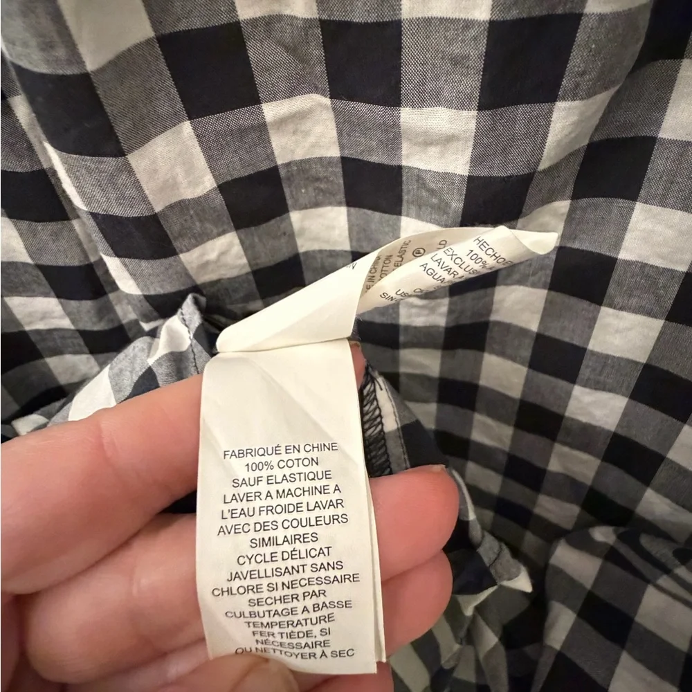 Authentic Kate Spade Gingham Off Shoulder Top Cotton Smocked M